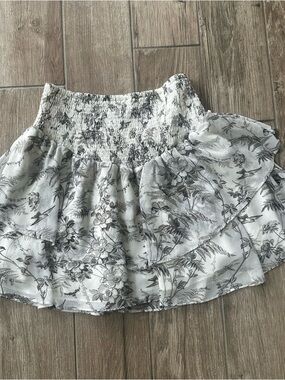 Express White Skater Skirt with Black Floral Print size medium